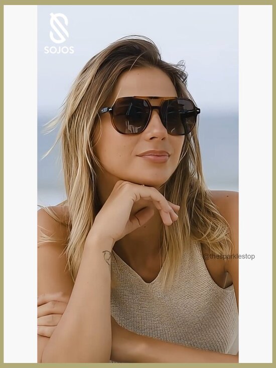 Retro Trendy Aviator Polarized Square Frame Sunglasses